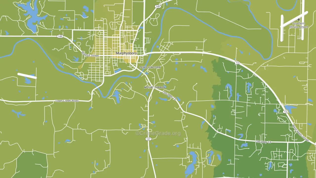 Mount Carbon, IL Map of Vehicle Theft Rates
