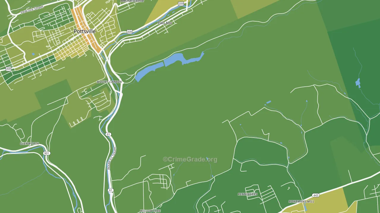 Mount Carbon, PA Map of Vehicle Theft Rates