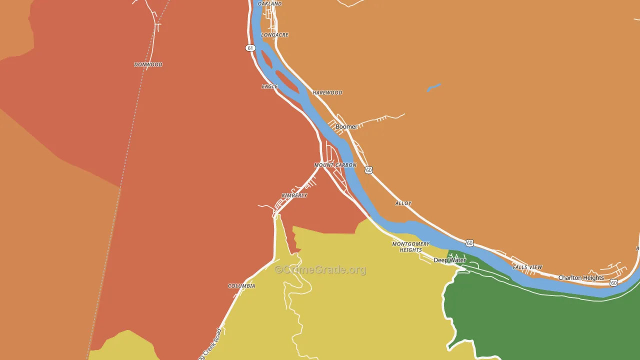 Mount Carbon, WV Map of Vehicle Theft Rates