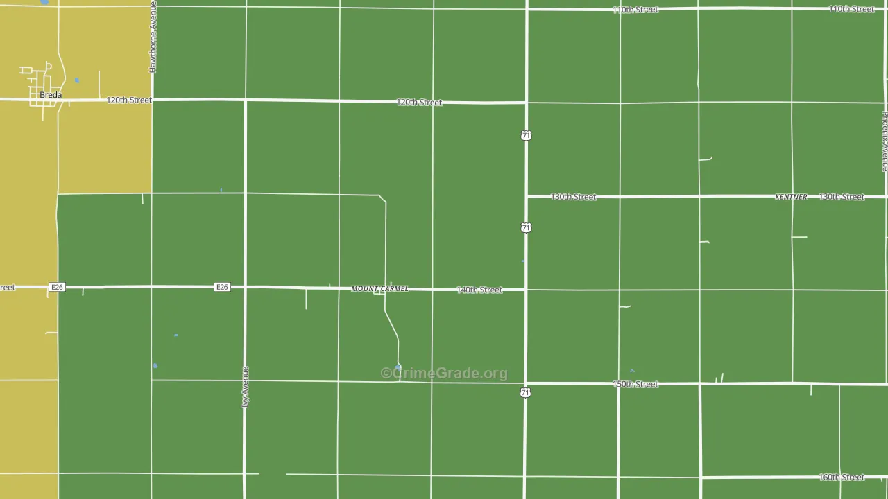 Mount Carmel, IA Map of Vehicle Theft Rates