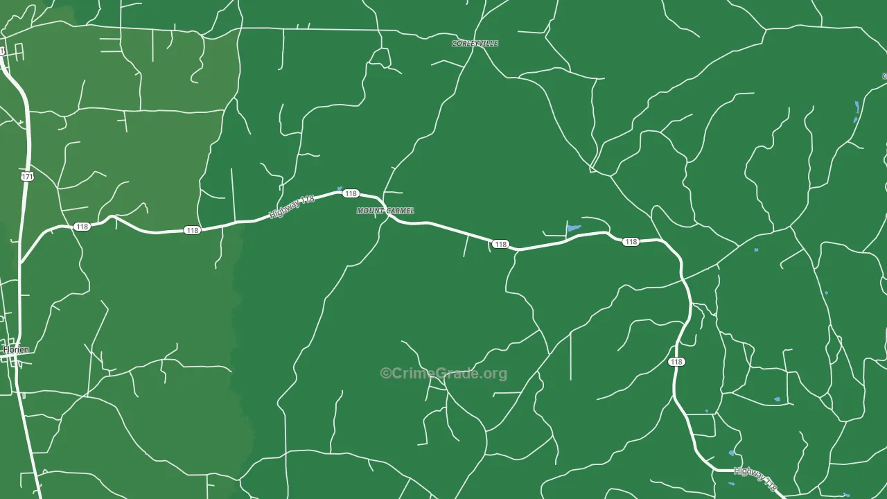 Mount Carmel, LA Map of Vehicle Theft Rates
