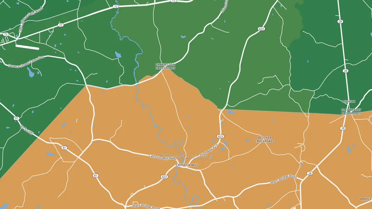 Mount Carmel, SC Map of Vehicle Theft Rates
