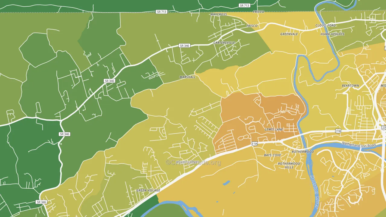 Mount Carmel, TN Map of Vehicle Theft Rates