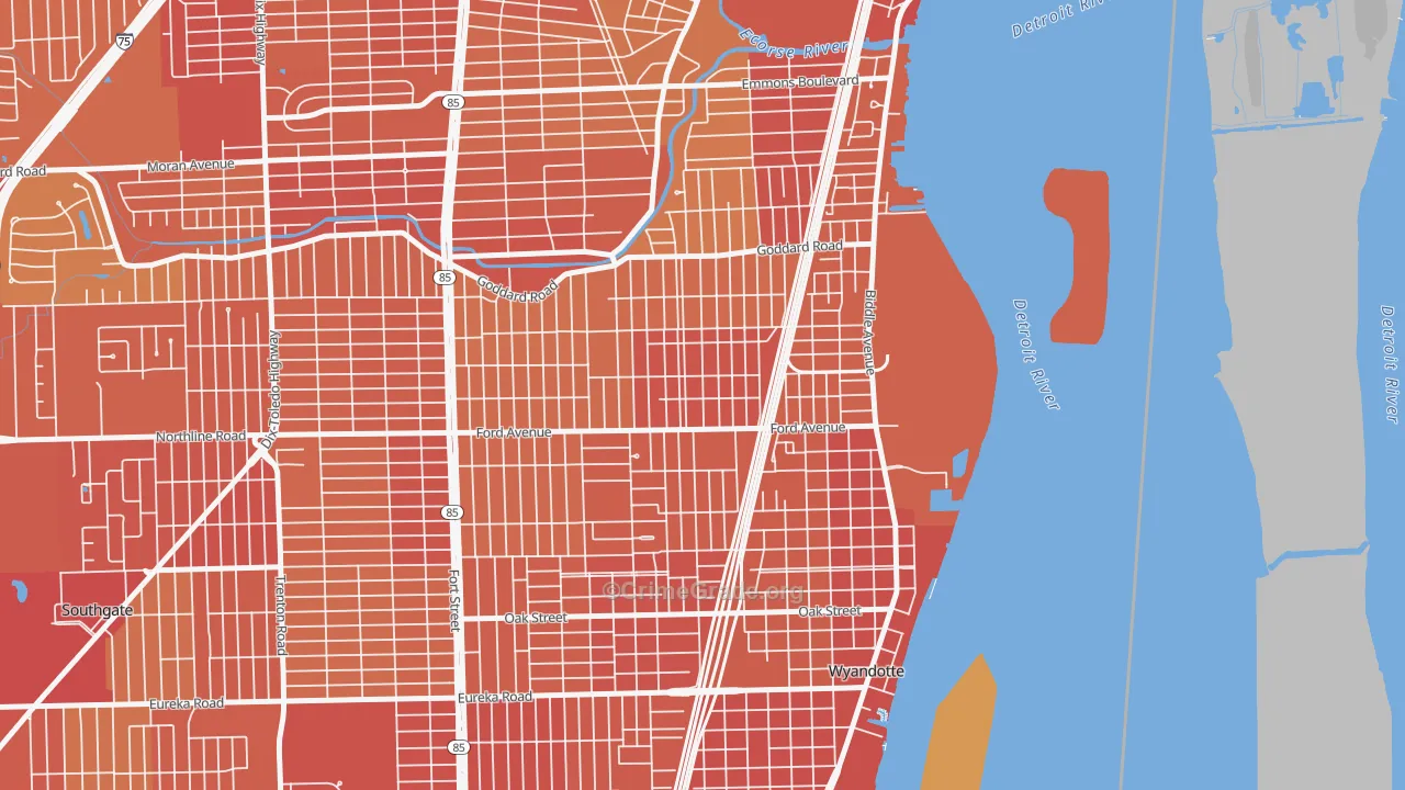 Mount Carmel, Wyandotte, MI Map of Vehicle Theft Rates