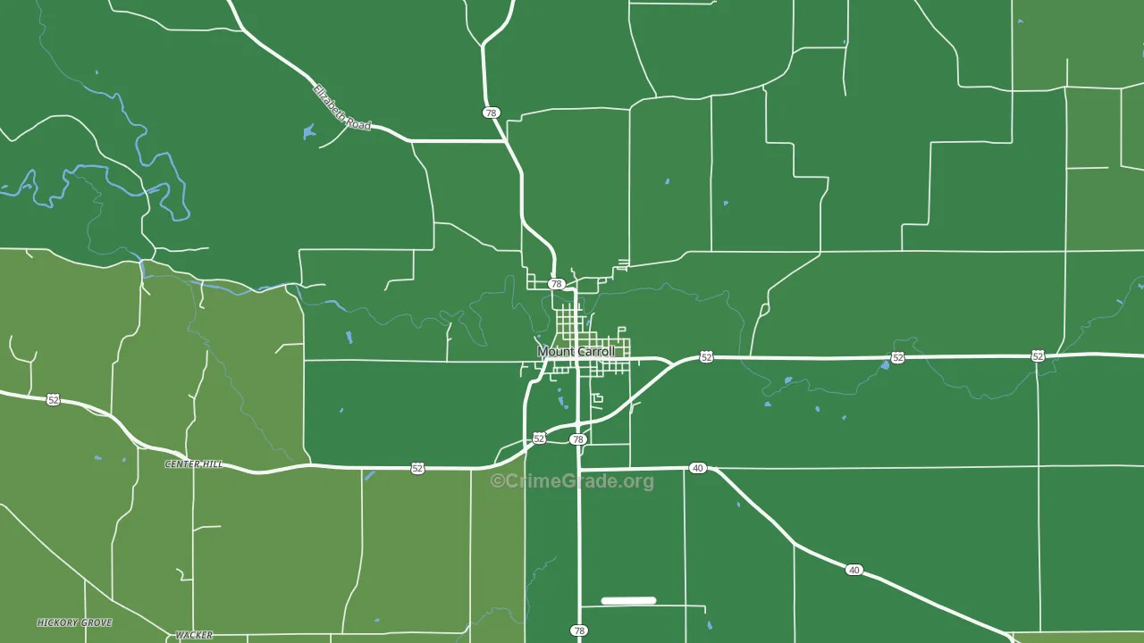 Mount Carroll, IL Map of Vehicle Theft Rates