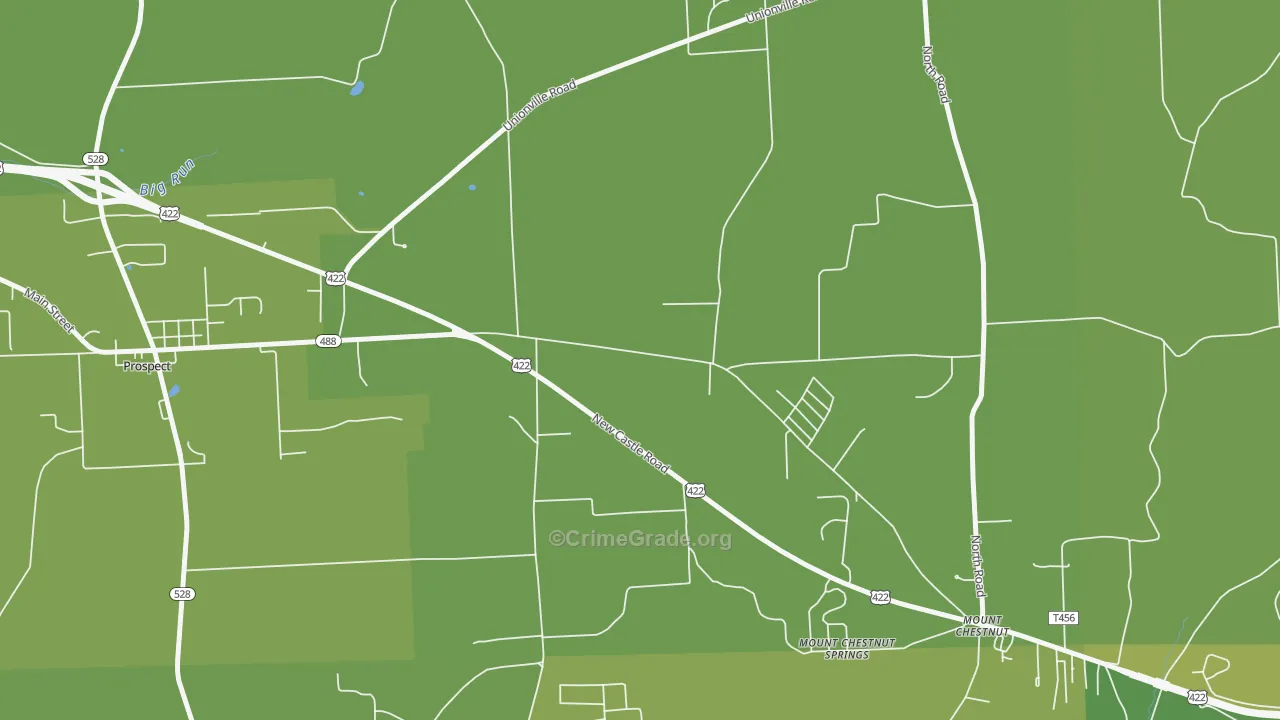 Mount Chestnut Springs, PA Map of Vehicle Theft Rates