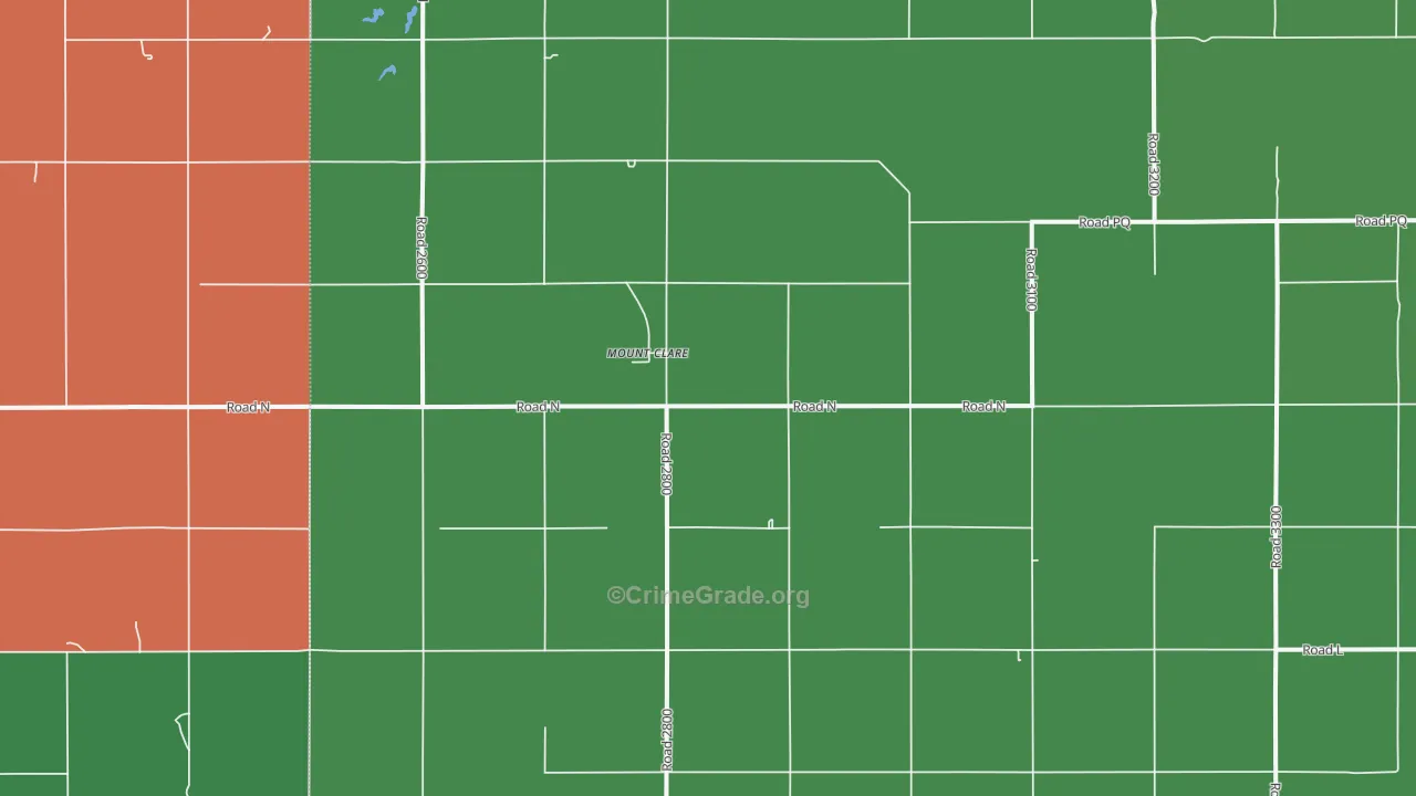 Mount Clare, NE Map of Vehicle Theft Rates