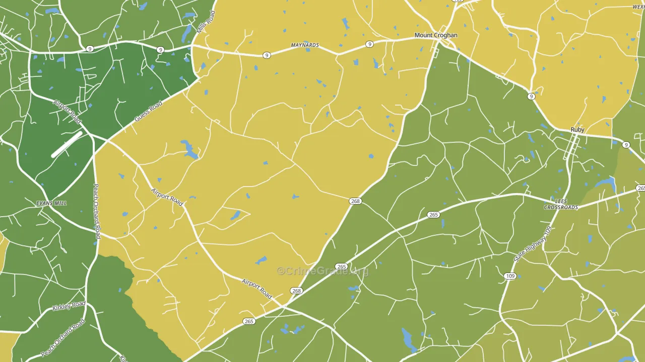 Mount Croghan, SC Map of Vehicle Theft Rates