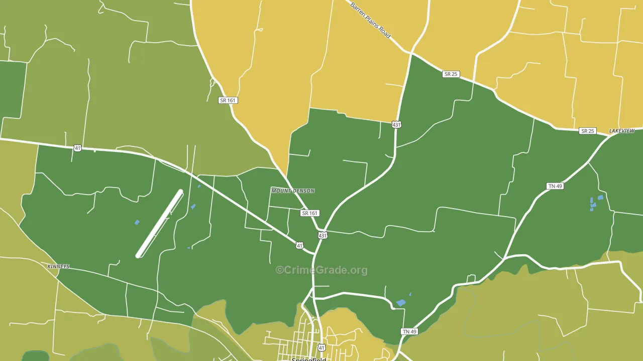 Mount Denson, TN Map of Vehicle Theft Rates