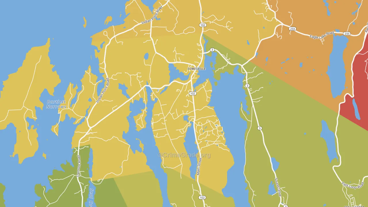 Mount Desert, ME Map of Vehicle Theft Rates