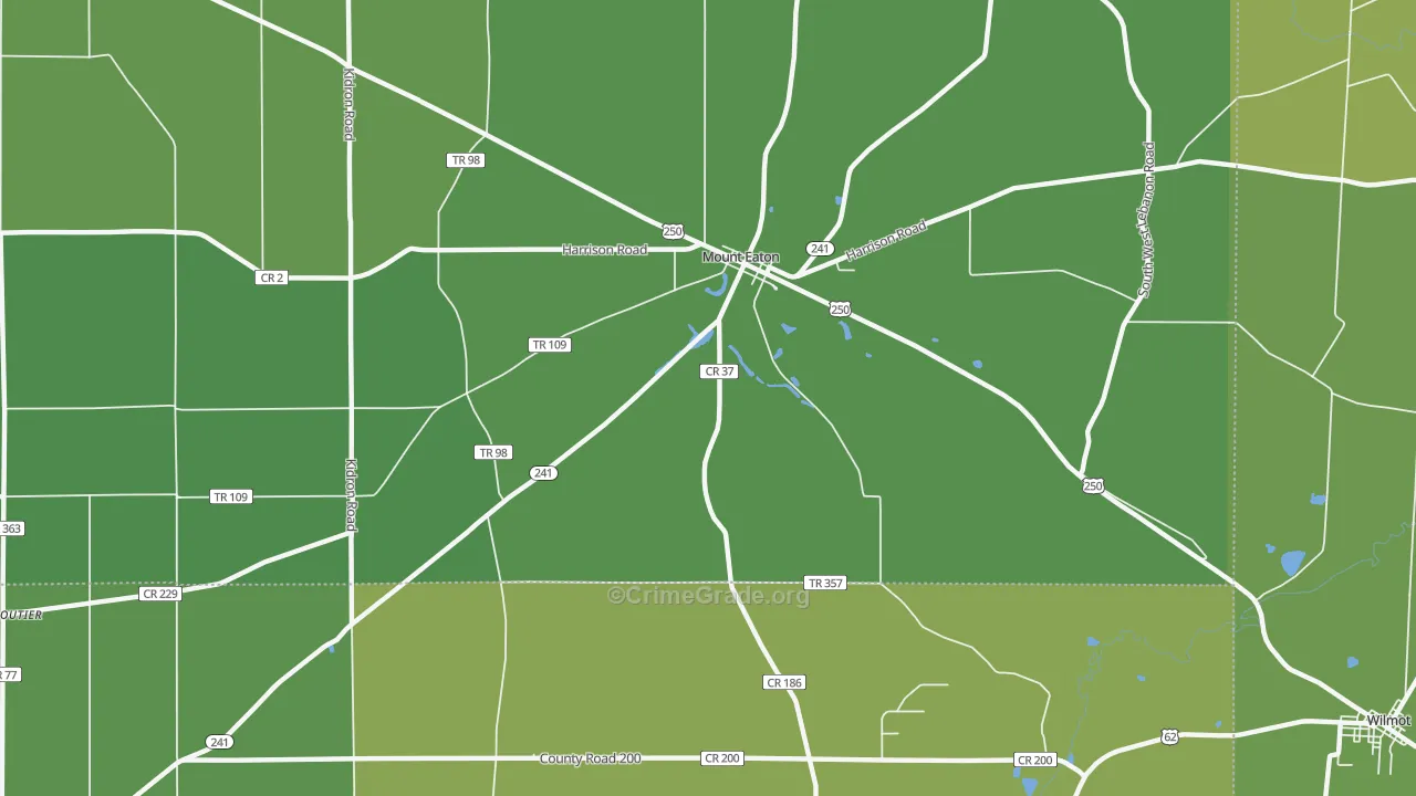 Mount Eaton, OH Map of Vehicle Theft Rates