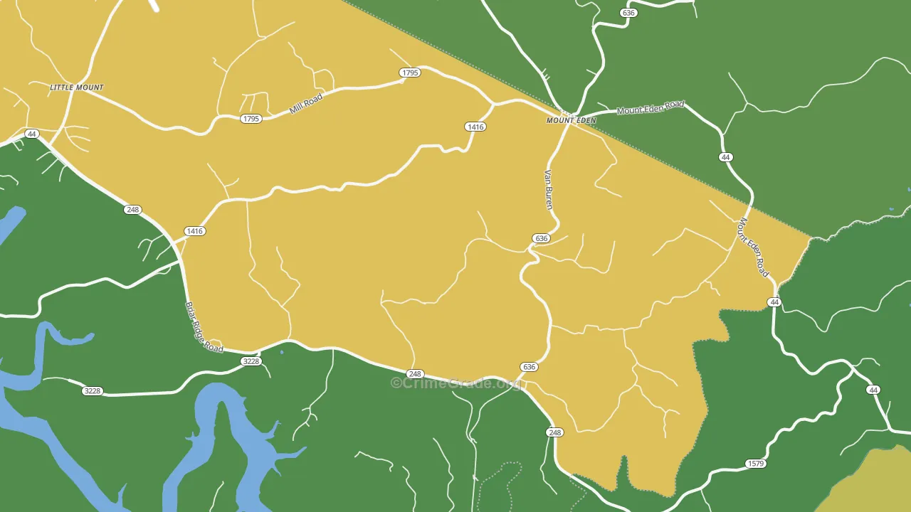 Mount Eden, KY Map of Vehicle Theft Rates