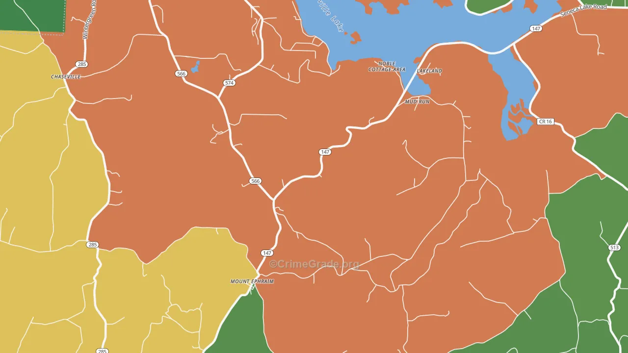 Mount Ephraim, OH Map of Vehicle Theft Rates