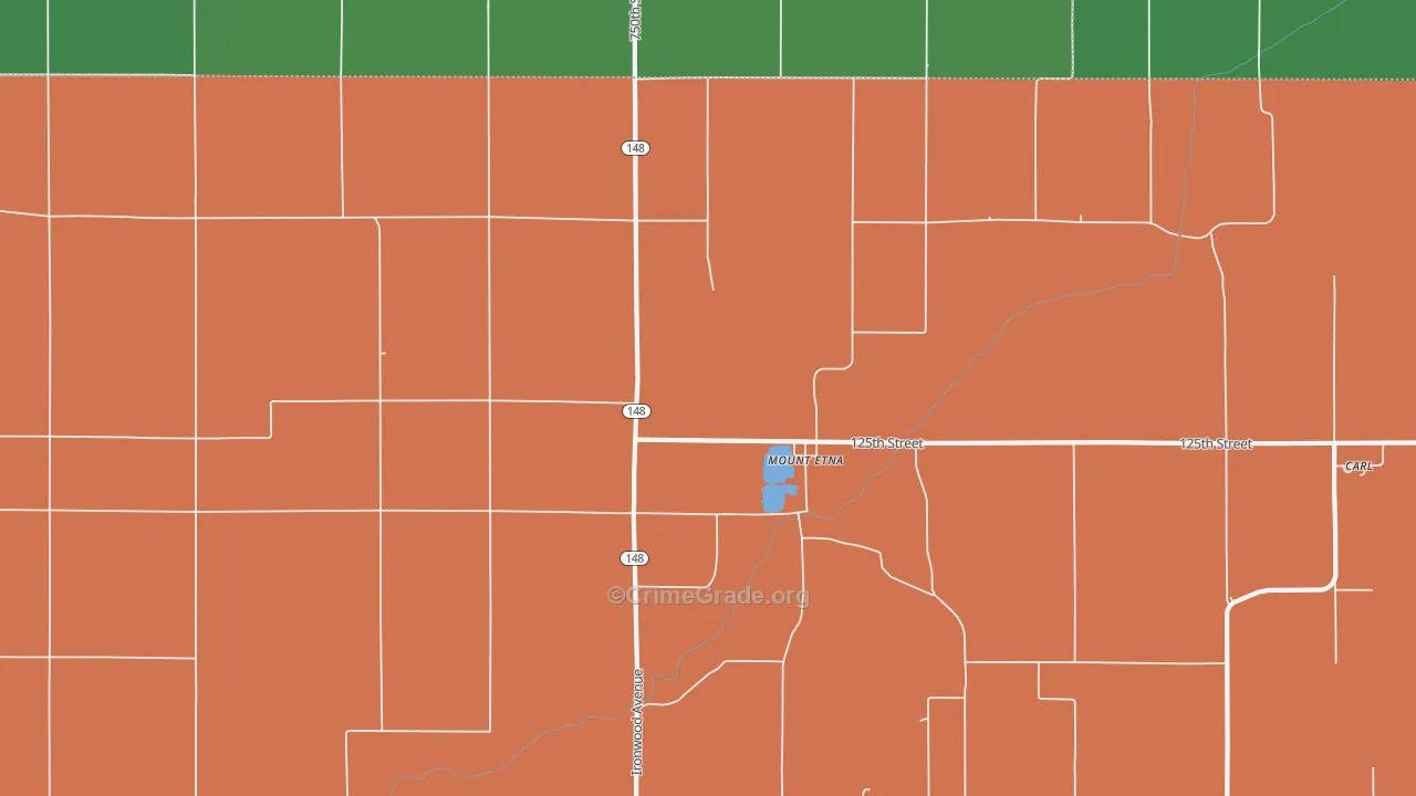 Mount Etna, IA Map of Vehicle Theft Rates