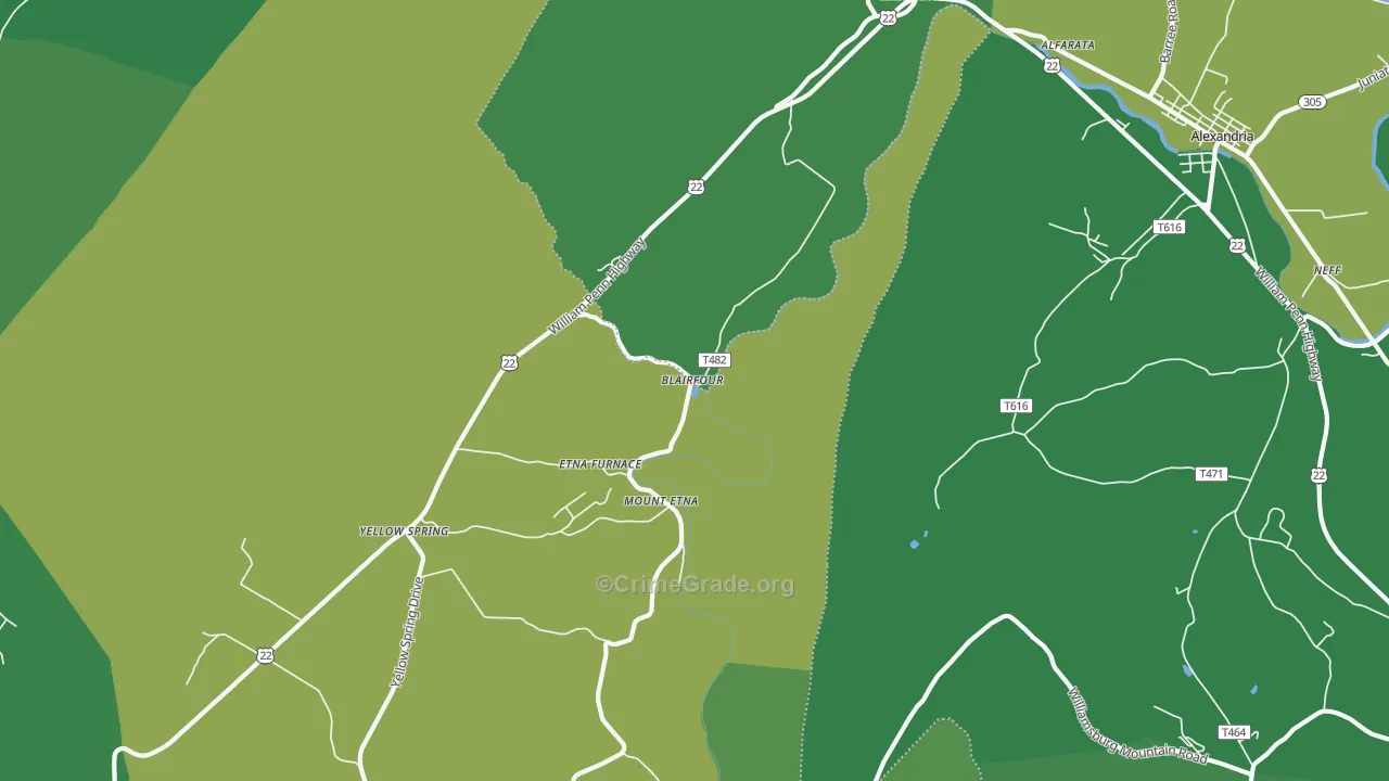 Mount Etna, PA Map of Vehicle Theft Rates