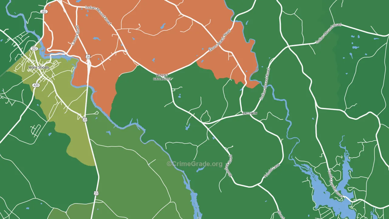 Mount Gallagher, SC Map of Vehicle Theft Rates