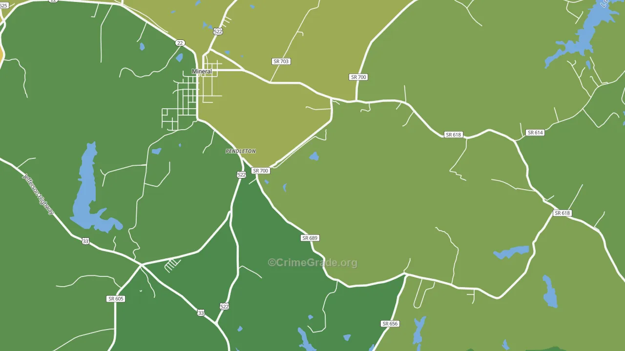 Mount Garland, VA Map of Vehicle Theft Rates