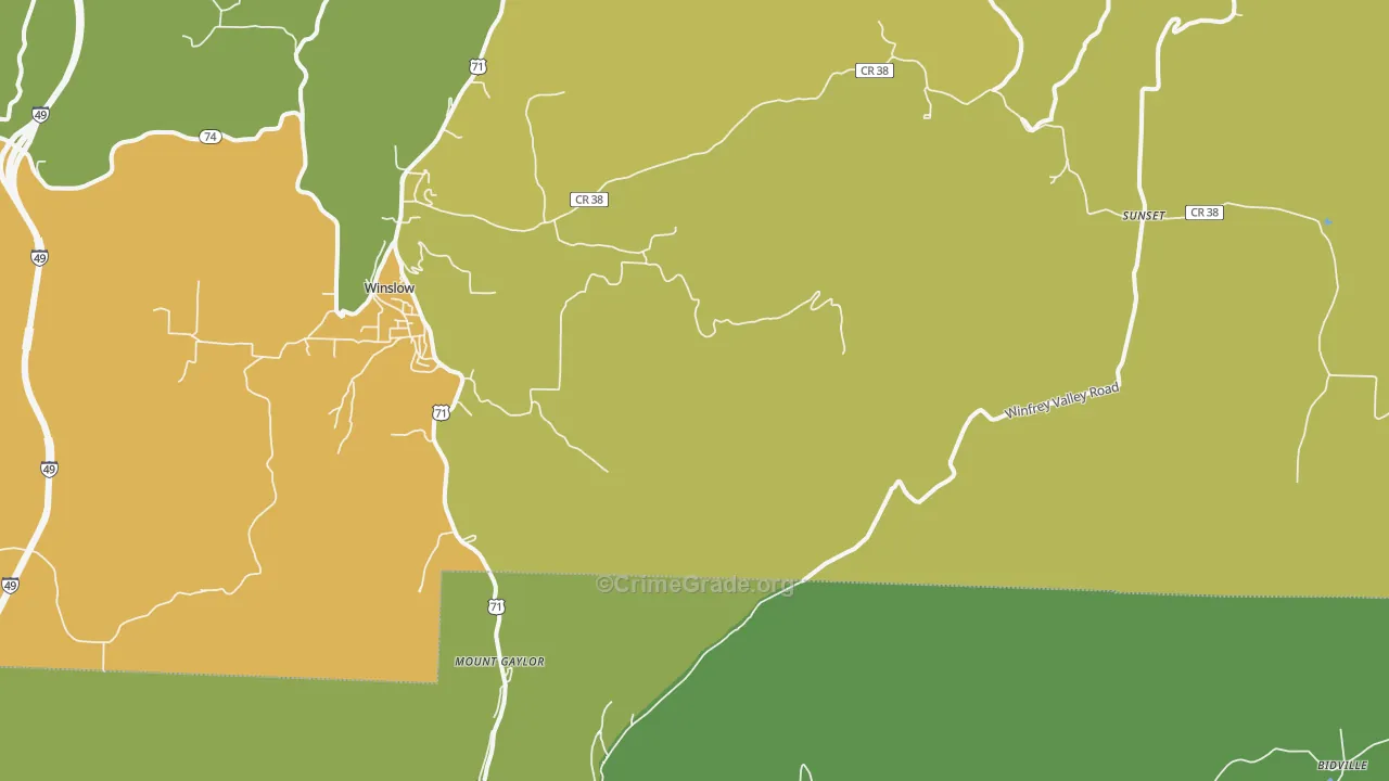 Mount Gaylor, AR Map of Vehicle Theft Rates