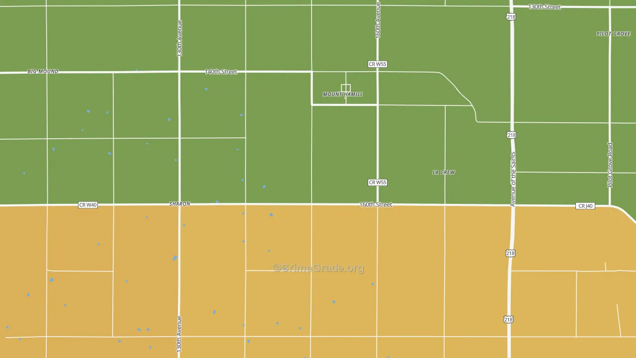 Mount Hamill, IA Map of Vehicle Theft Rates