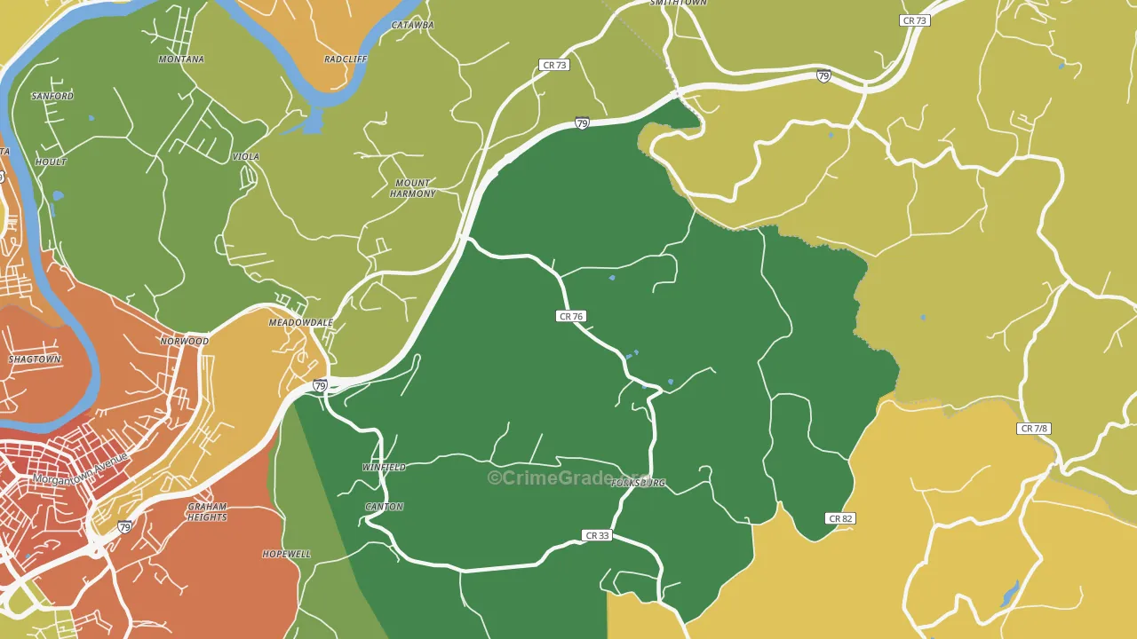 Mount Harmony, WV Map of Vehicle Theft Rates