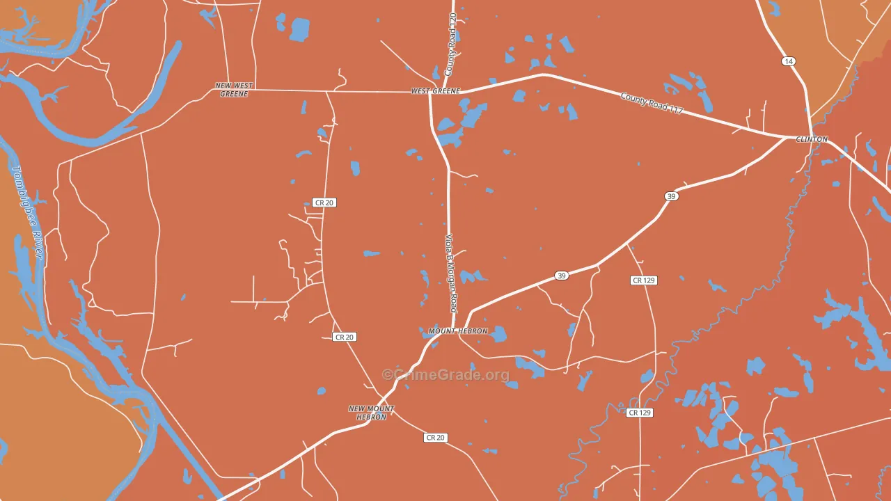 Mount Hebron, AL Map of Vehicle Theft Rates