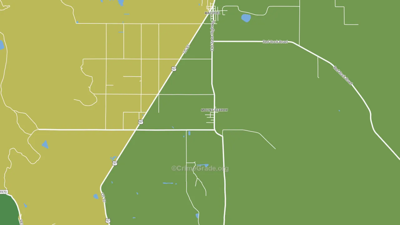 Mount Hebron, CA Map of Vehicle Theft Rates
