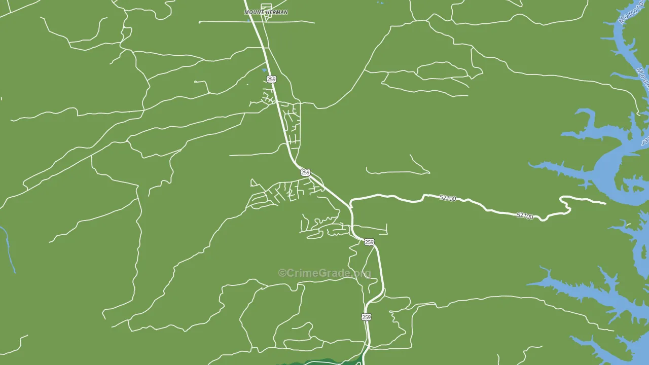 Mount Herman, OK Map of Vehicle Theft Rates