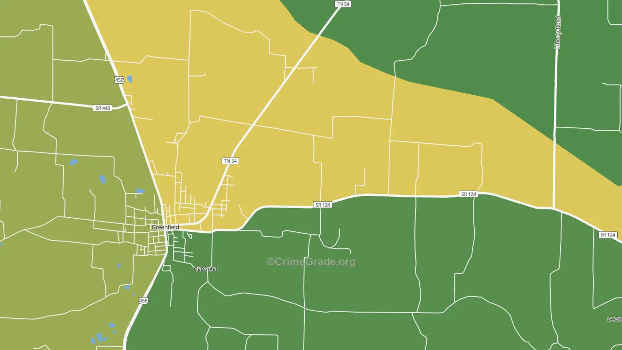 Mount Herman, TN Map of Vehicle Theft Rates