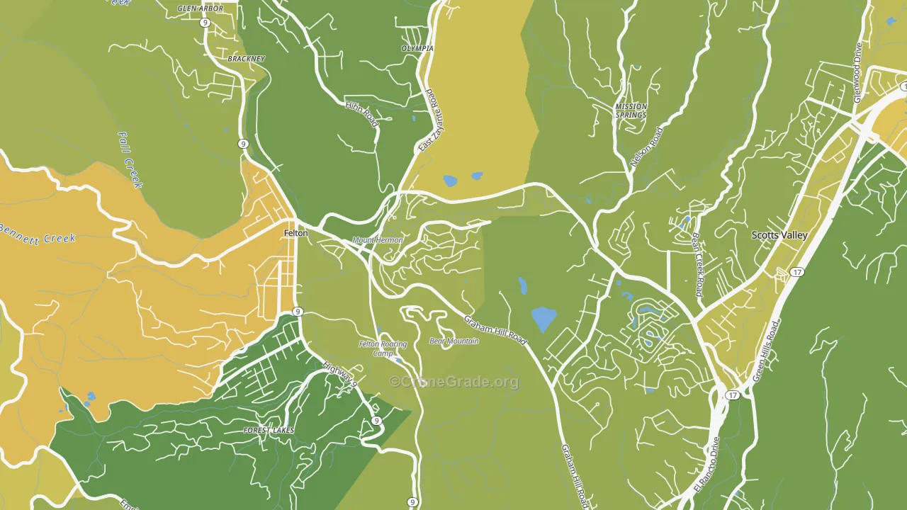 Mount Hermon, CA Map of Vehicle Theft Rates