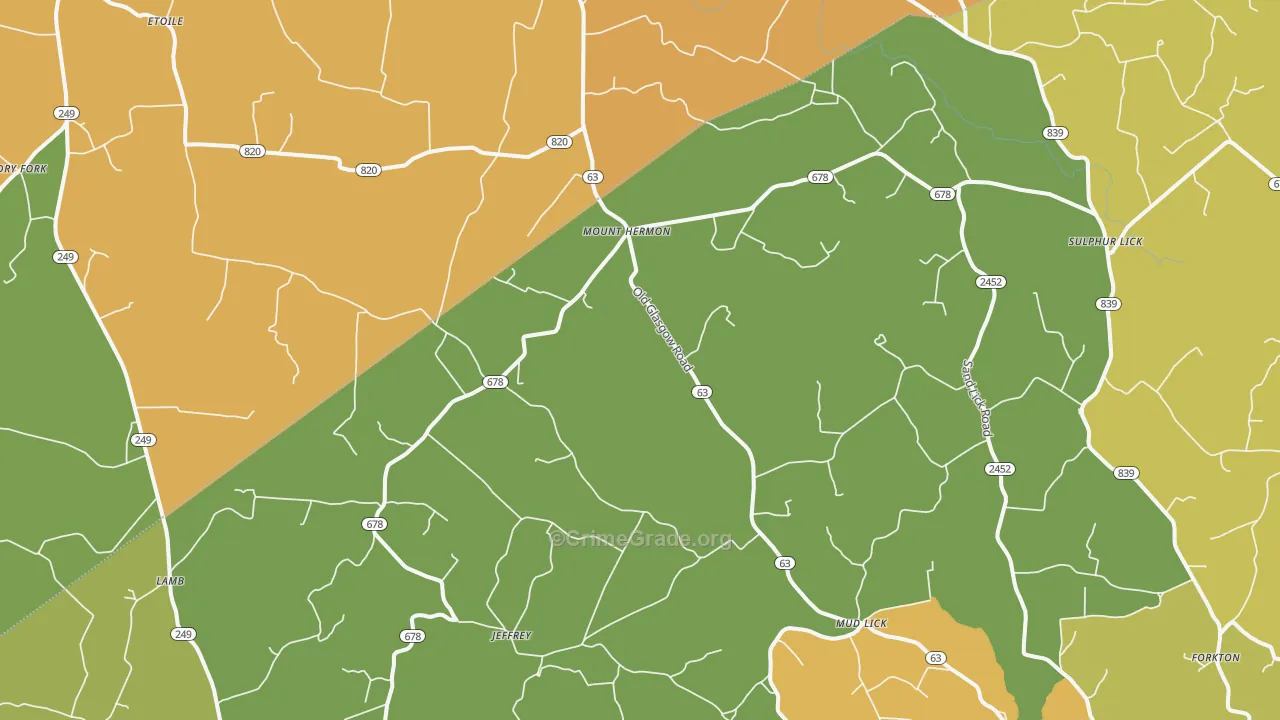 Mount Hermon, KY Map of Vehicle Theft Rates