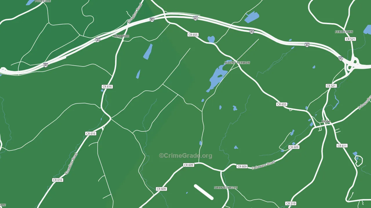 Mount Hermon, NJ Map of Vehicle Theft Rates