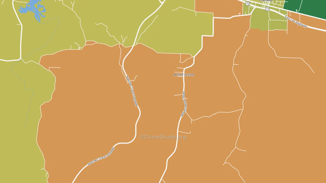 Mount Hester, AL Map of Vehicle Theft Rates