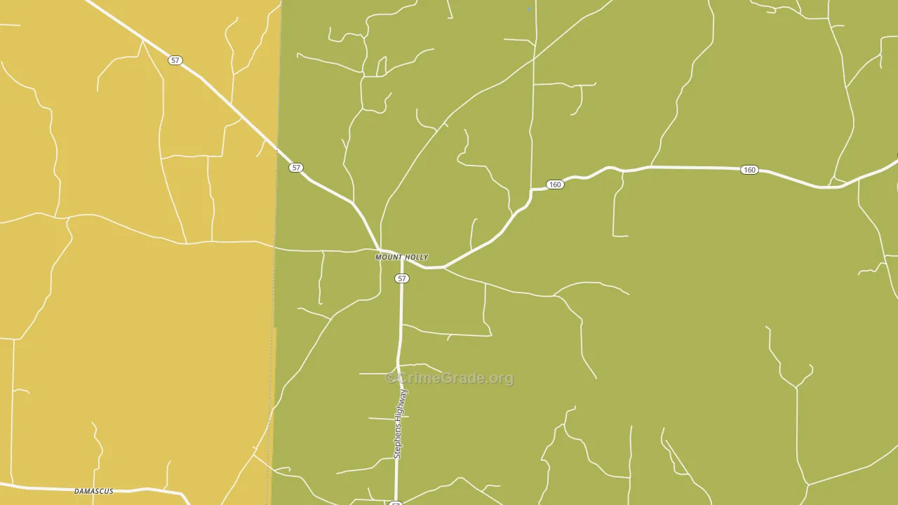 Mount Holly, AR Map of Vehicle Theft Rates