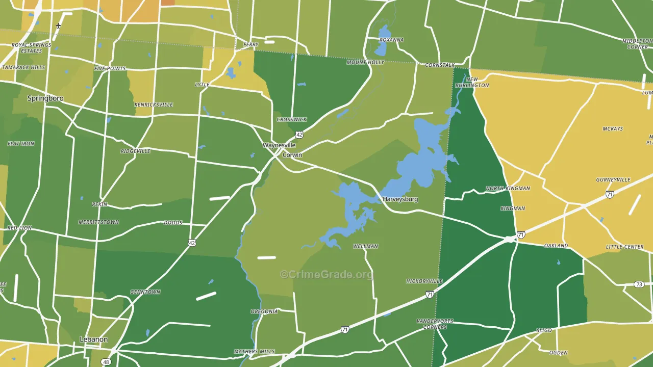 Mount Holly, OH Map of Vehicle Theft Rates