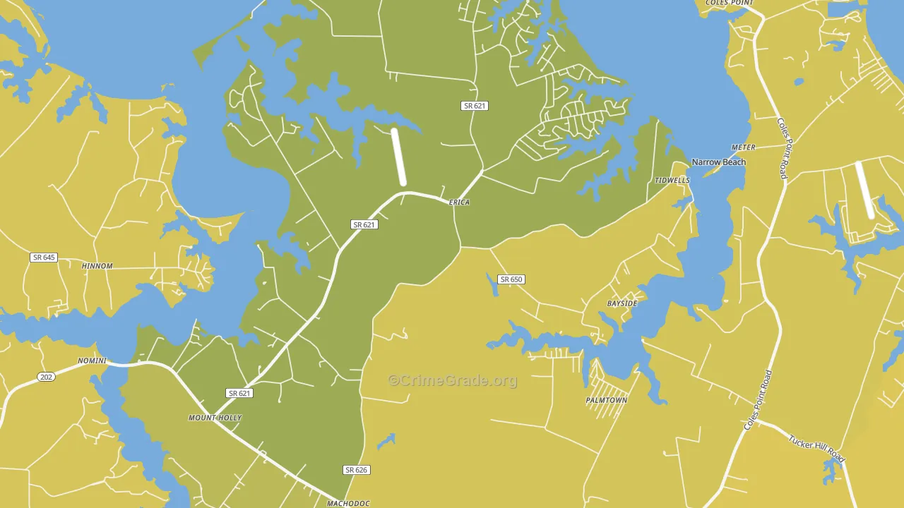 Mount Holly, VA Map of Vehicle Theft Rates