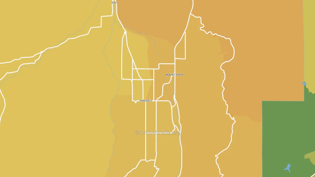 Mount Hood-Parkdale, OR Map of Vehicle Theft Rates