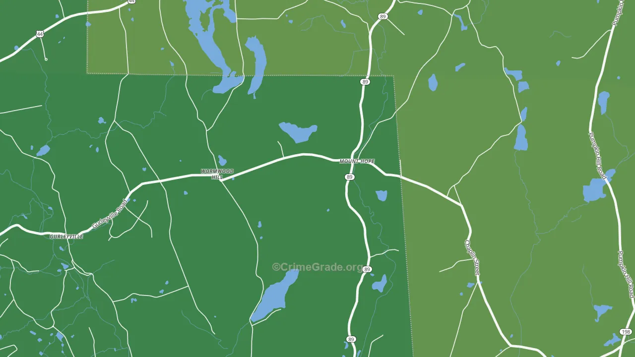 Mount Hope, CT Map of Vehicle Theft Rates