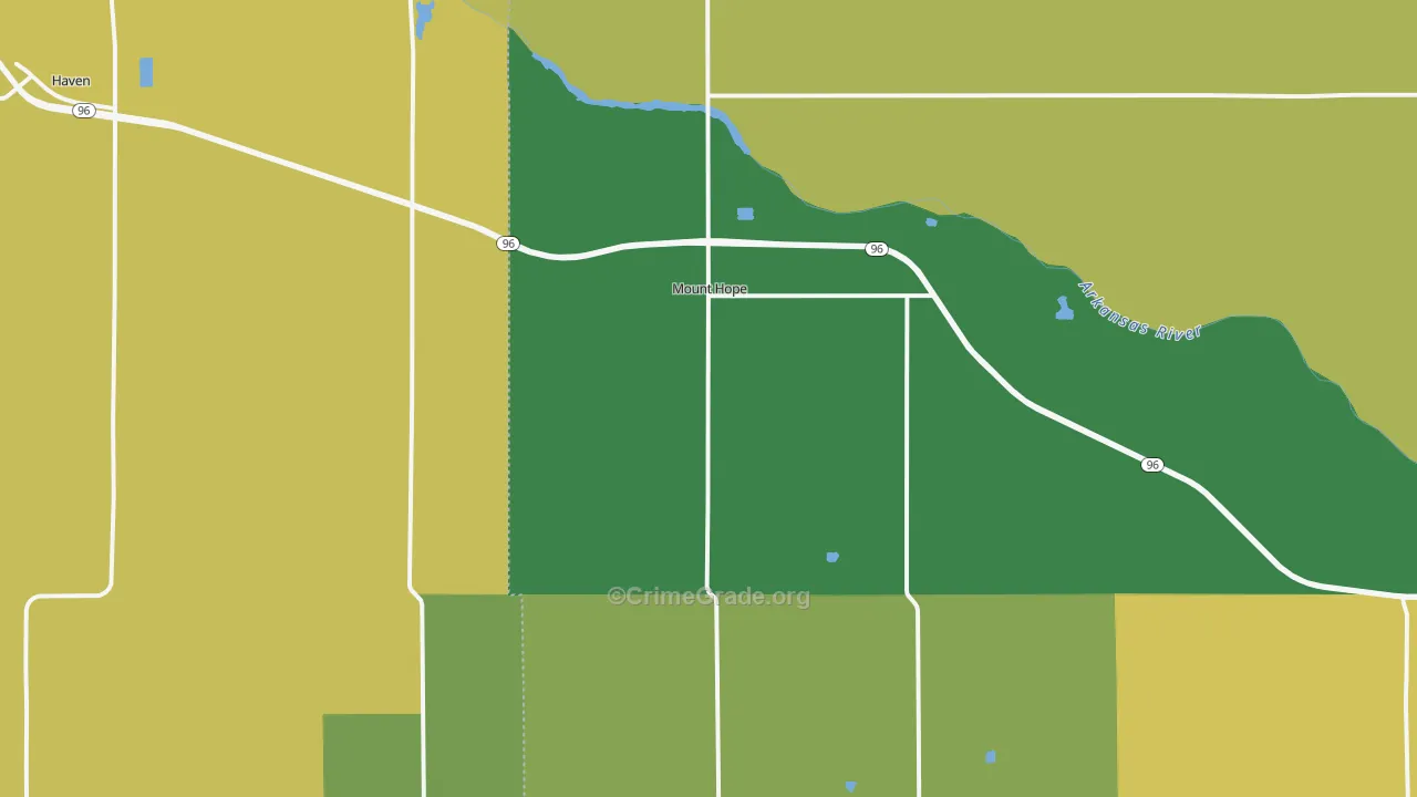Mount Hope, KS Map of Vehicle Theft Rates