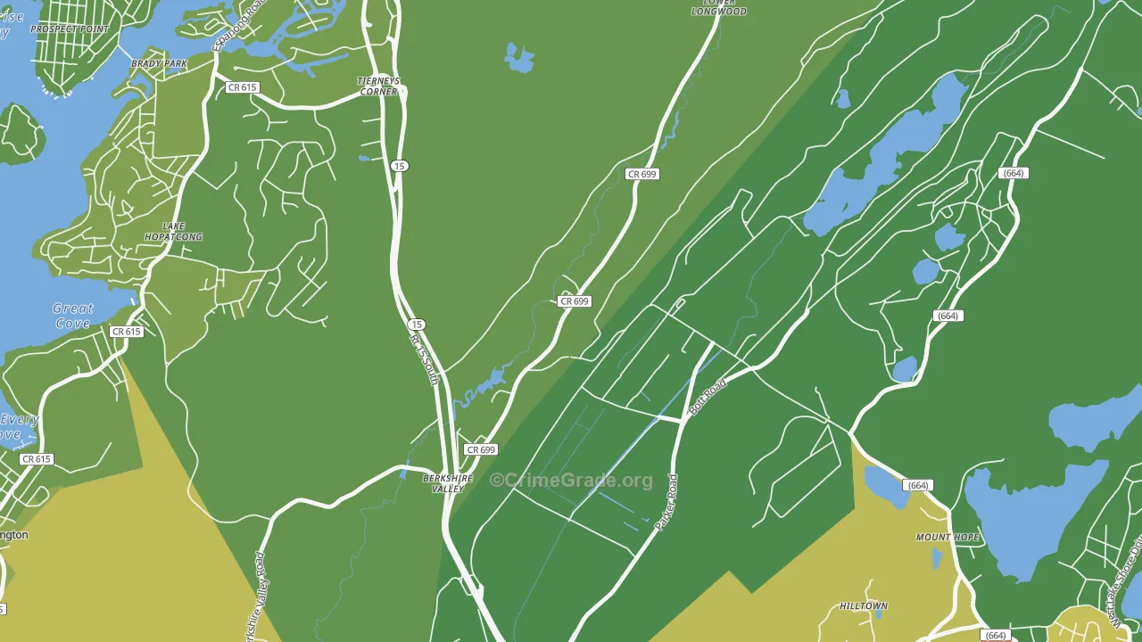 Mount Hope, NJ Map of Vehicle Theft Rates