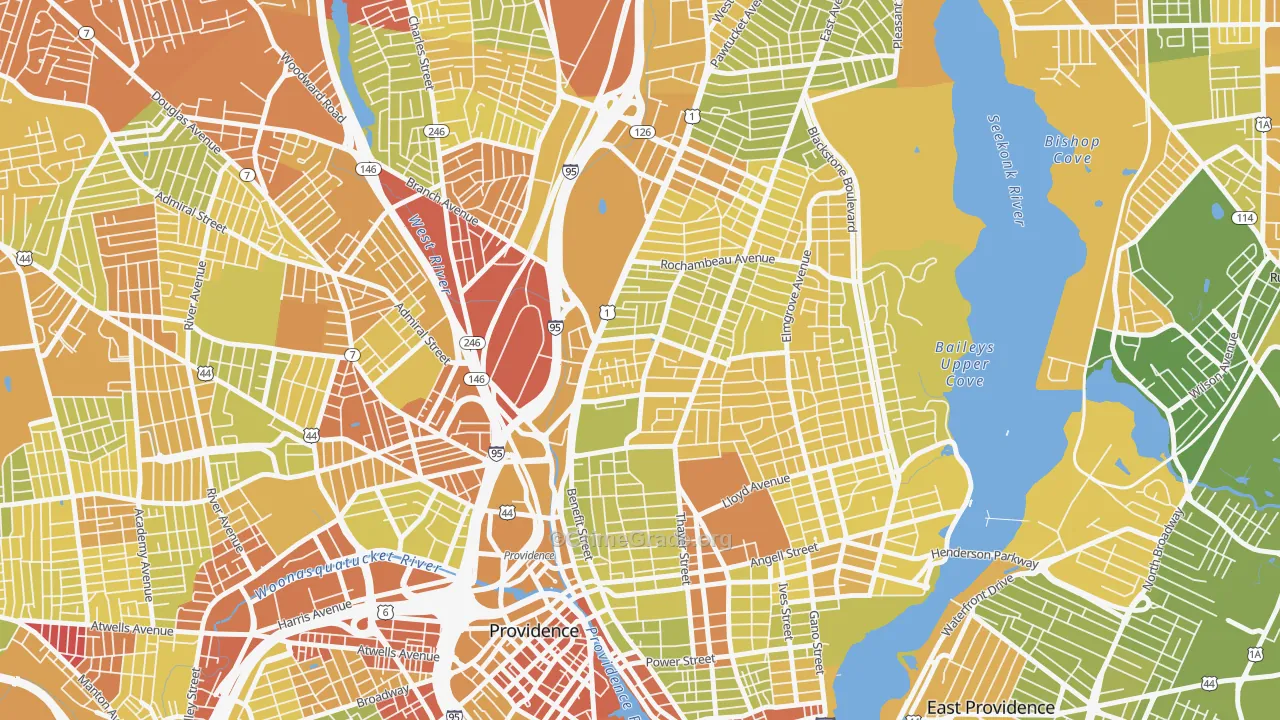 Mount Hope, Providence, RI Map of Vehicle Theft Rates