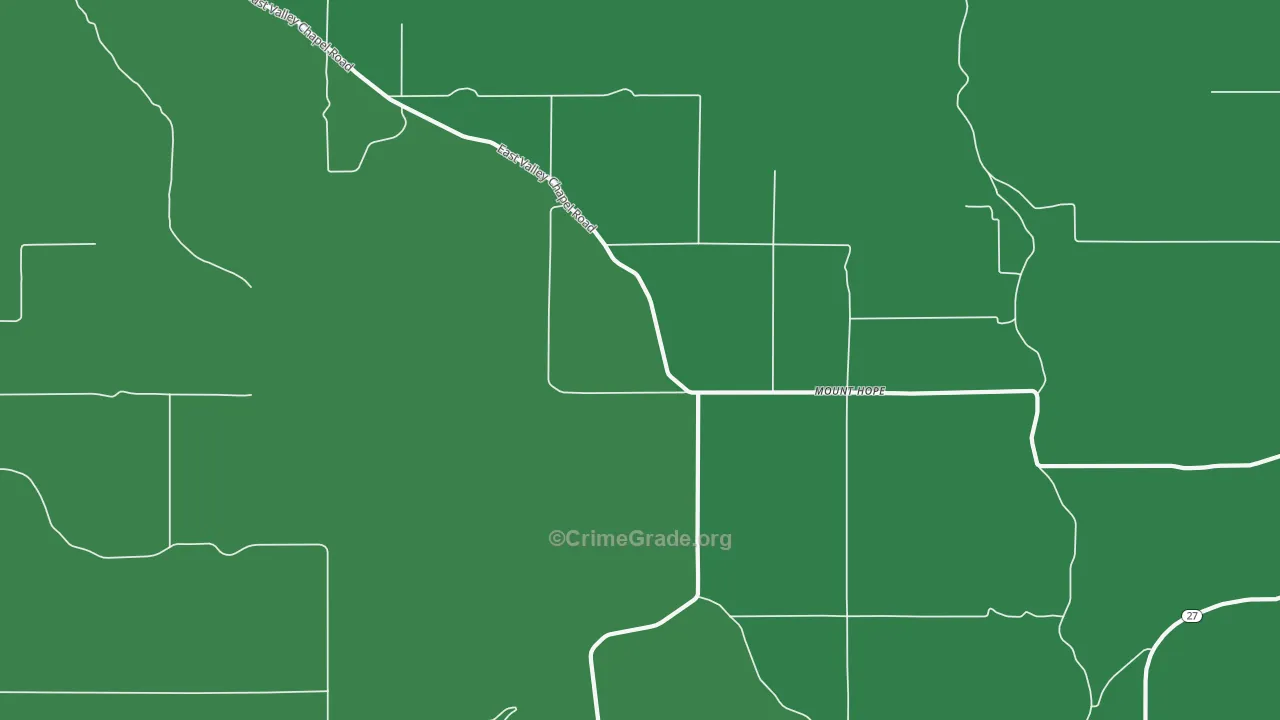 Mount Hope, WA Map of Vehicle Theft Rates