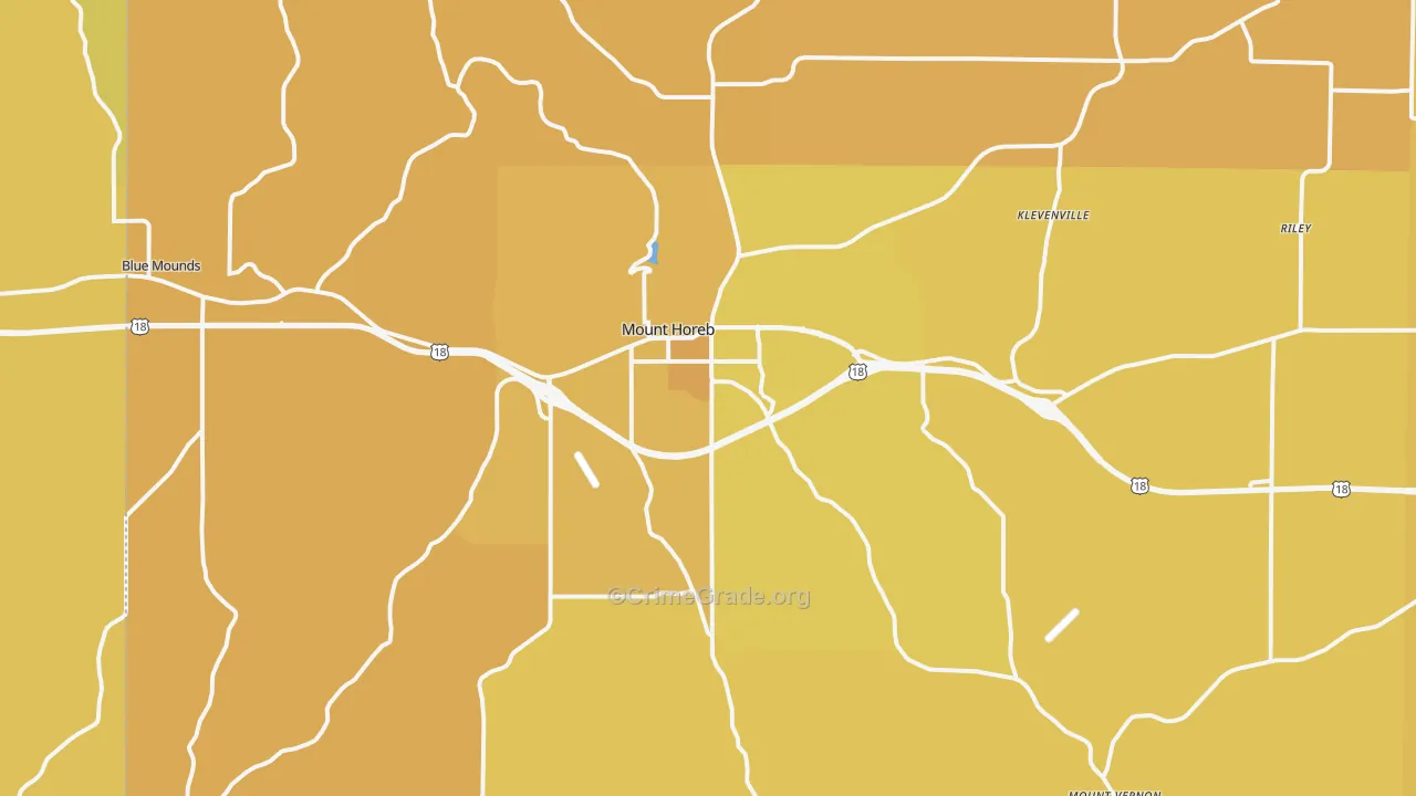 Mount Horeb, WI Map of Vehicle Theft Rates
