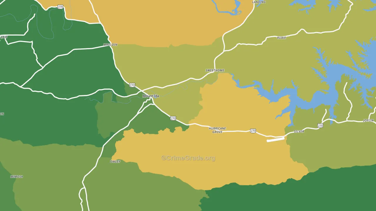 Mount Ida, AR Map of Vehicle Theft Rates