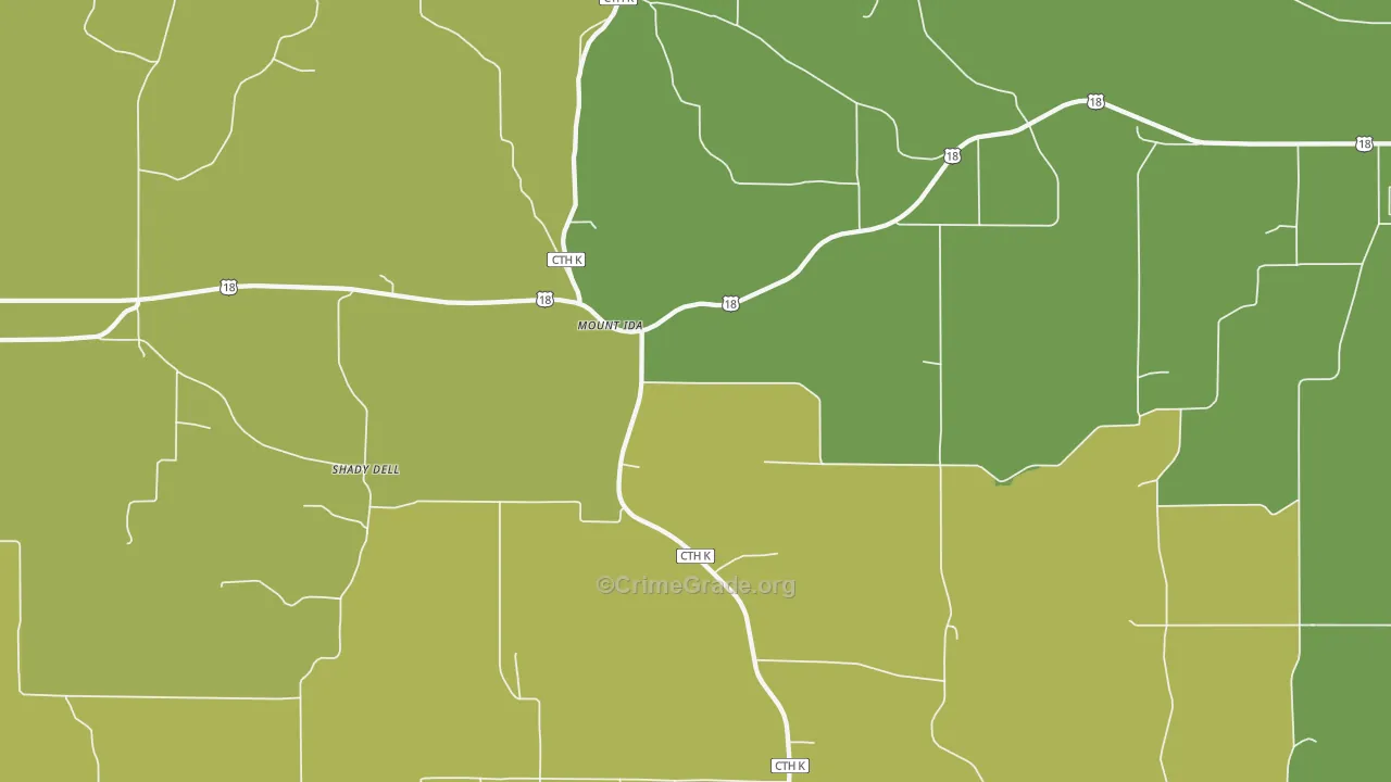 Mount Ida, WI Map of Vehicle Theft Rates