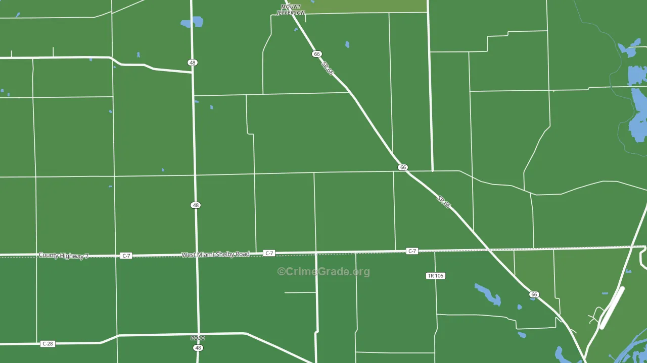 Mount Jefferson, OH Map of Vehicle Theft Rates