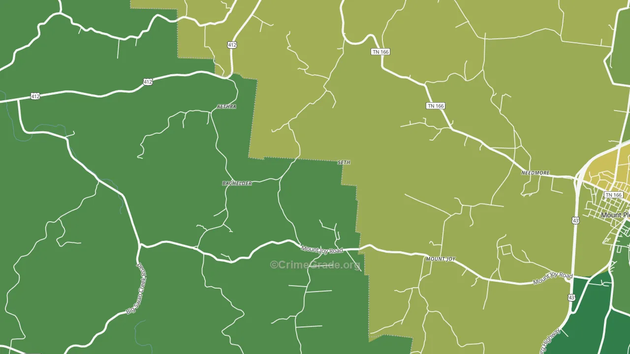 Mount Joy, TN Map of Vehicle Theft Rates