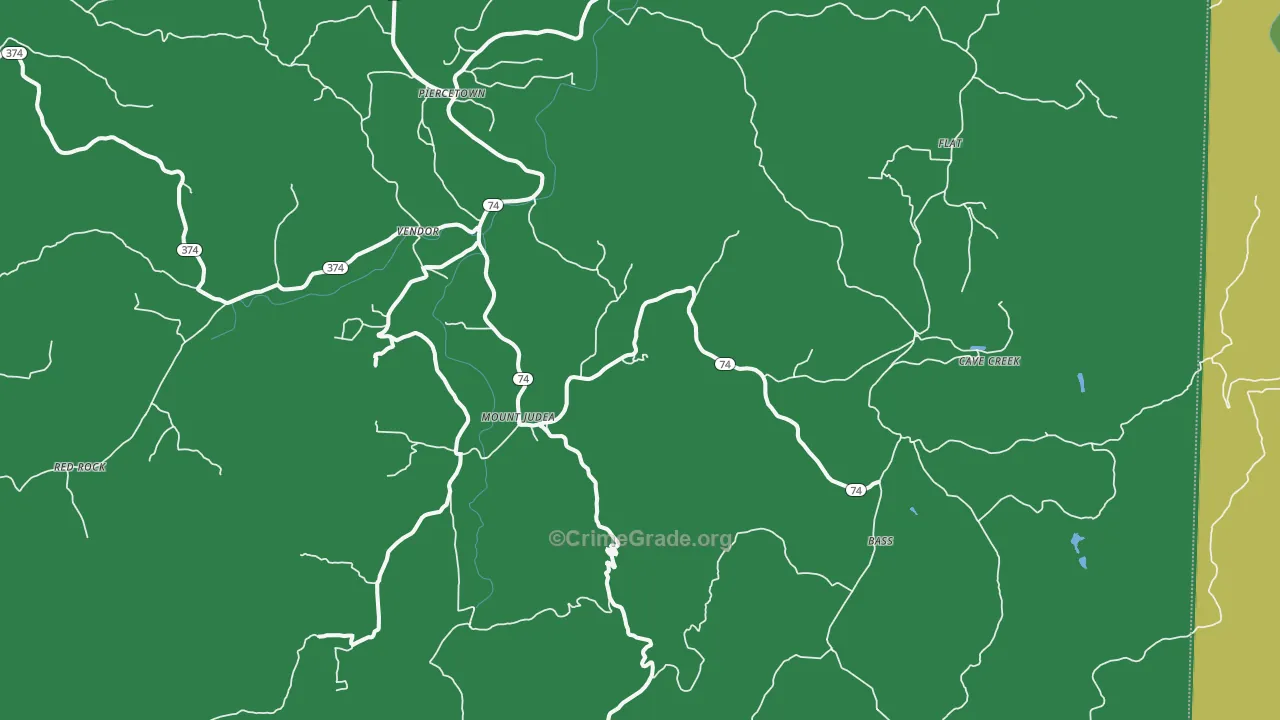 Mount Judea, AR Map of Vehicle Theft Rates