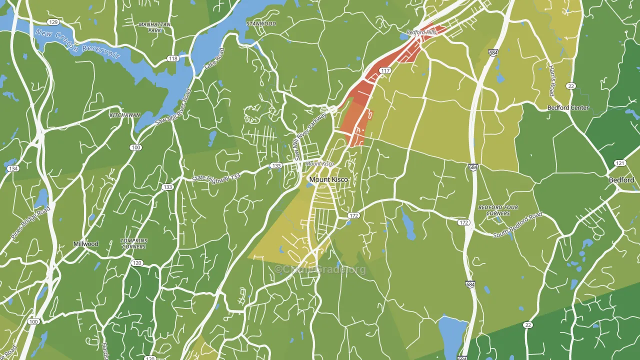 Mount Kisco, NY Map of Vehicle Theft Rates