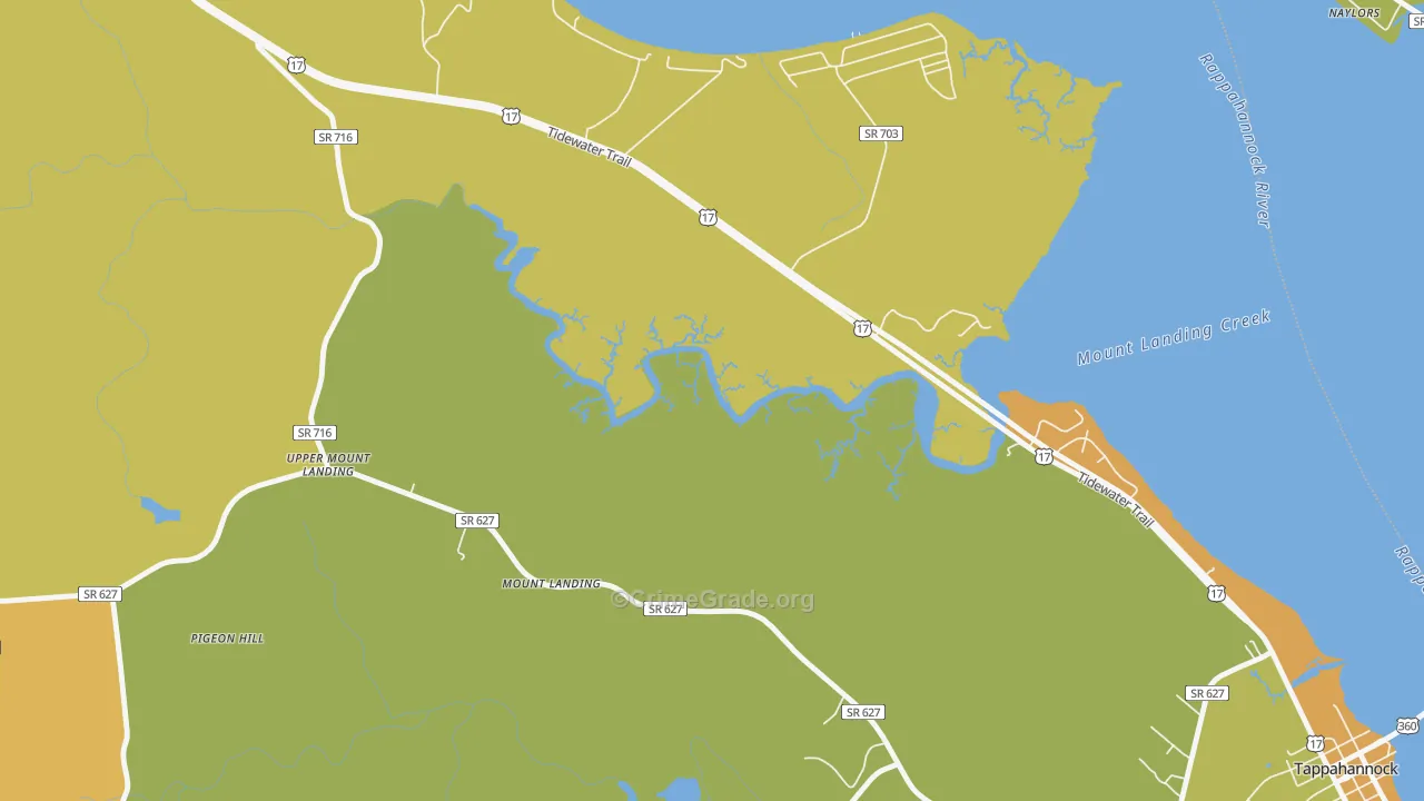Mount Landing, VA Map of Vehicle Theft Rates