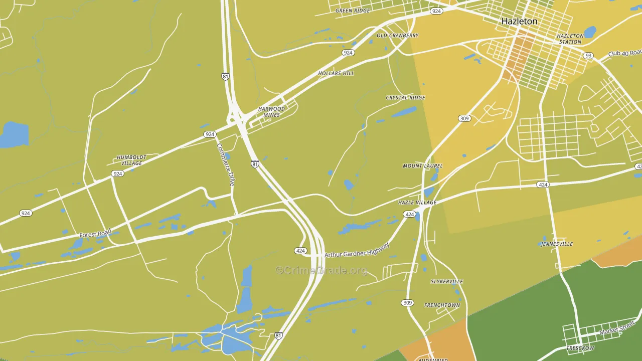 Mount Laurel, PA Map of Vehicle Theft Rates